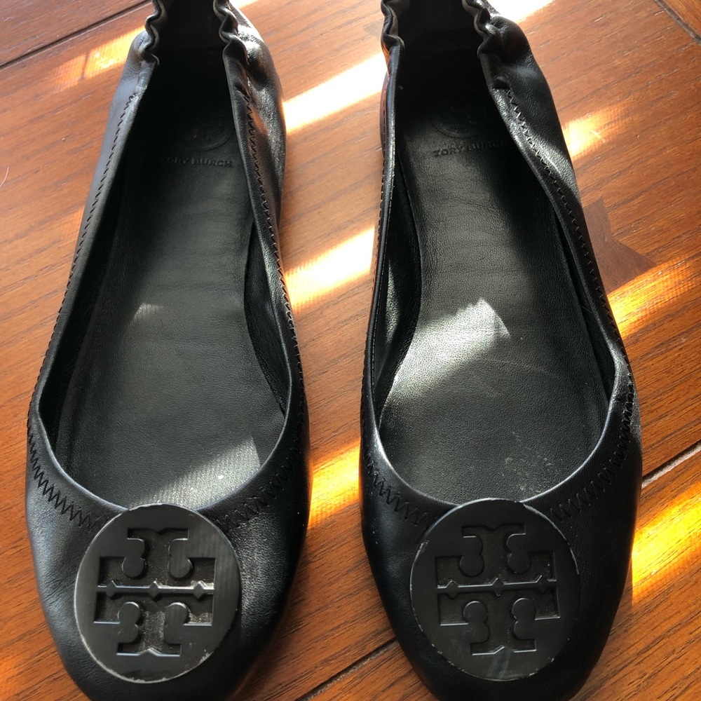 Tory Burch black leather ballet flats sz 8.5 women
